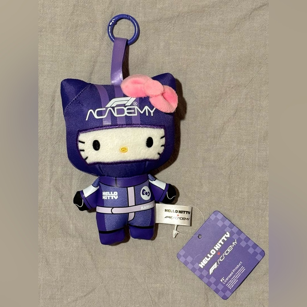 SOLD F1 Academy x Hello Kitty Plush Bag Charm (Purple) NWT